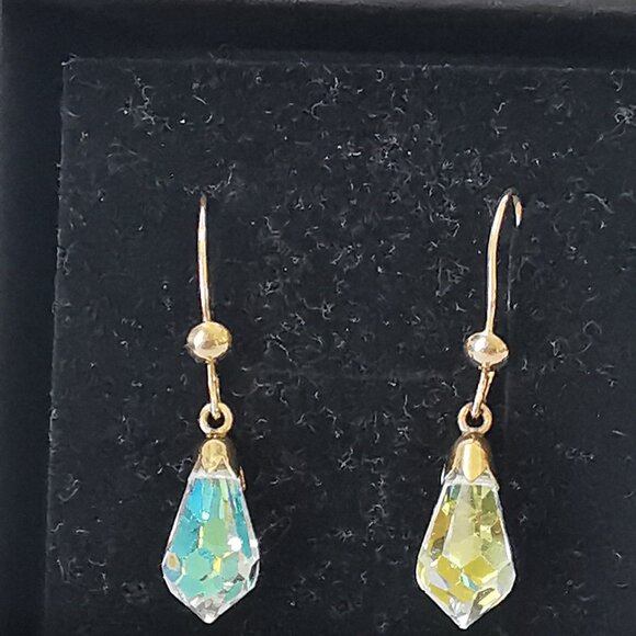 Vintage 9kt Gold Austrian Crystal Drop Earrings - Picture 3 of 8